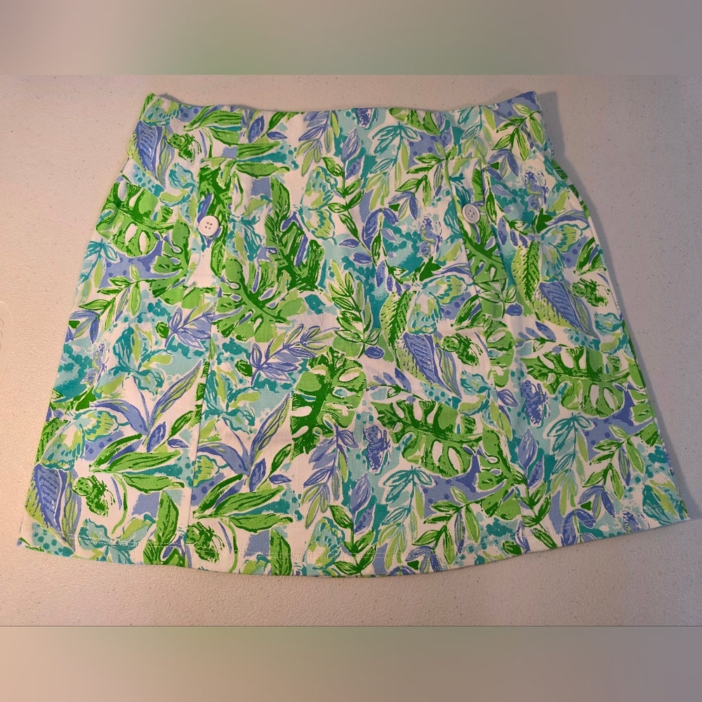 Barbara Erickson Floral Green and Blue Women's Skort Size 6